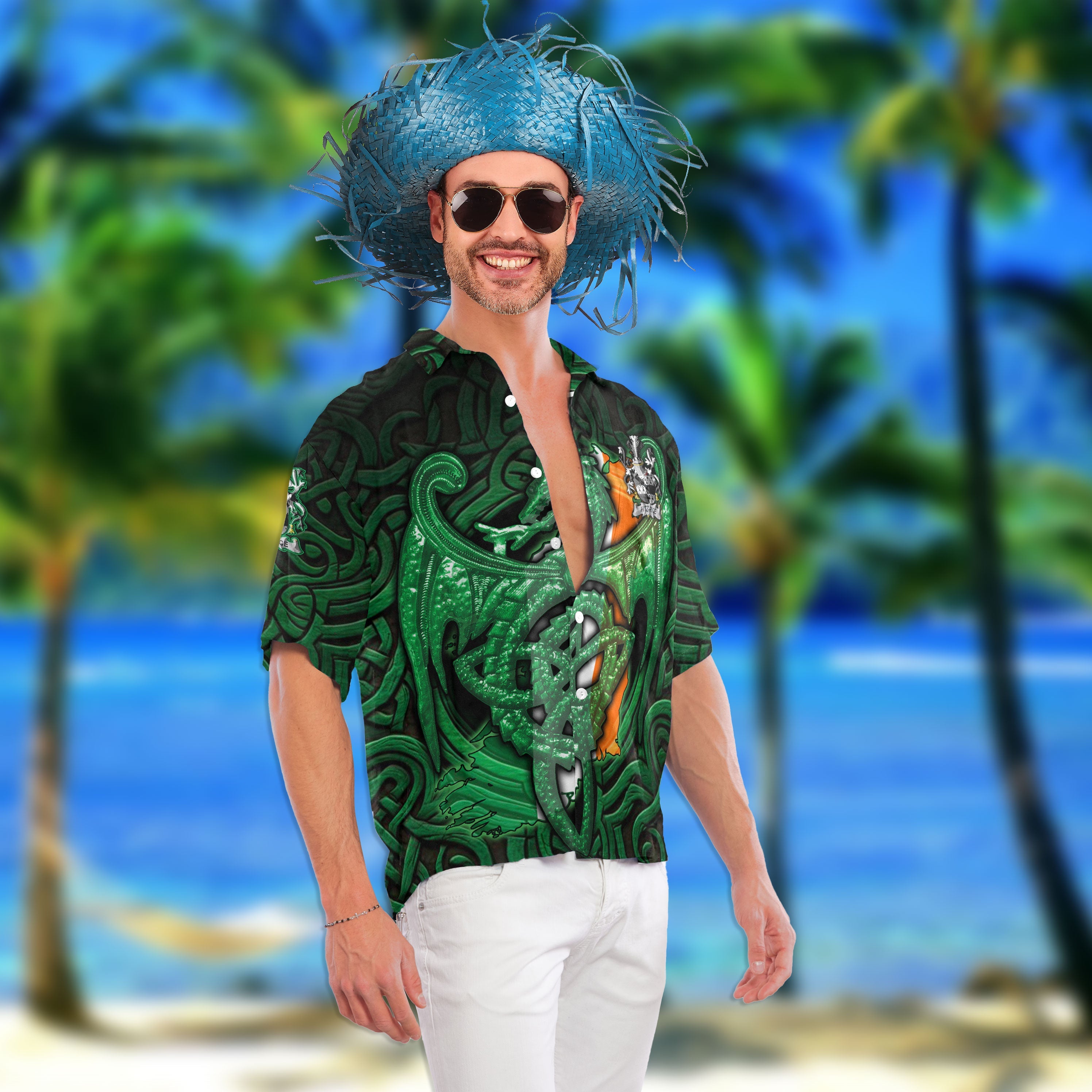 Fitz Rice Hawaiian Shirts The Green Dragon Of Ireland Style