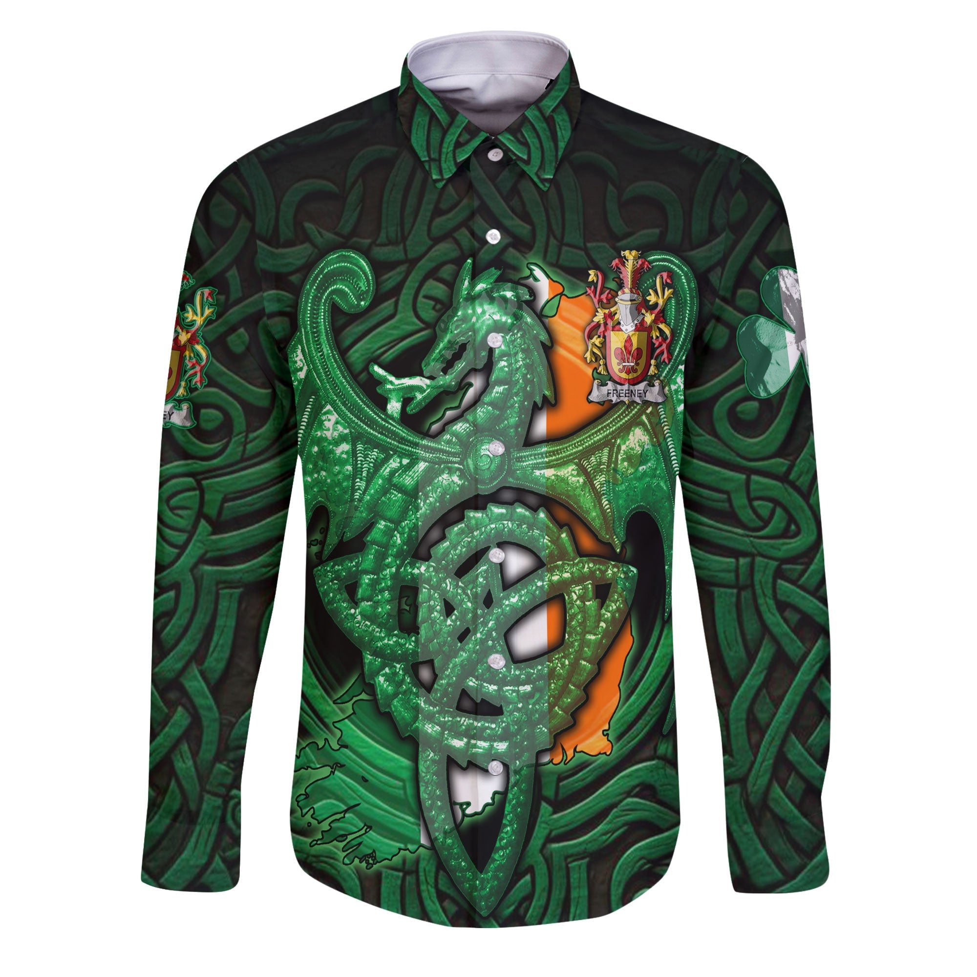 Freeney Long Sleeve Button Shirts The Green Dragon Of Ireland Style