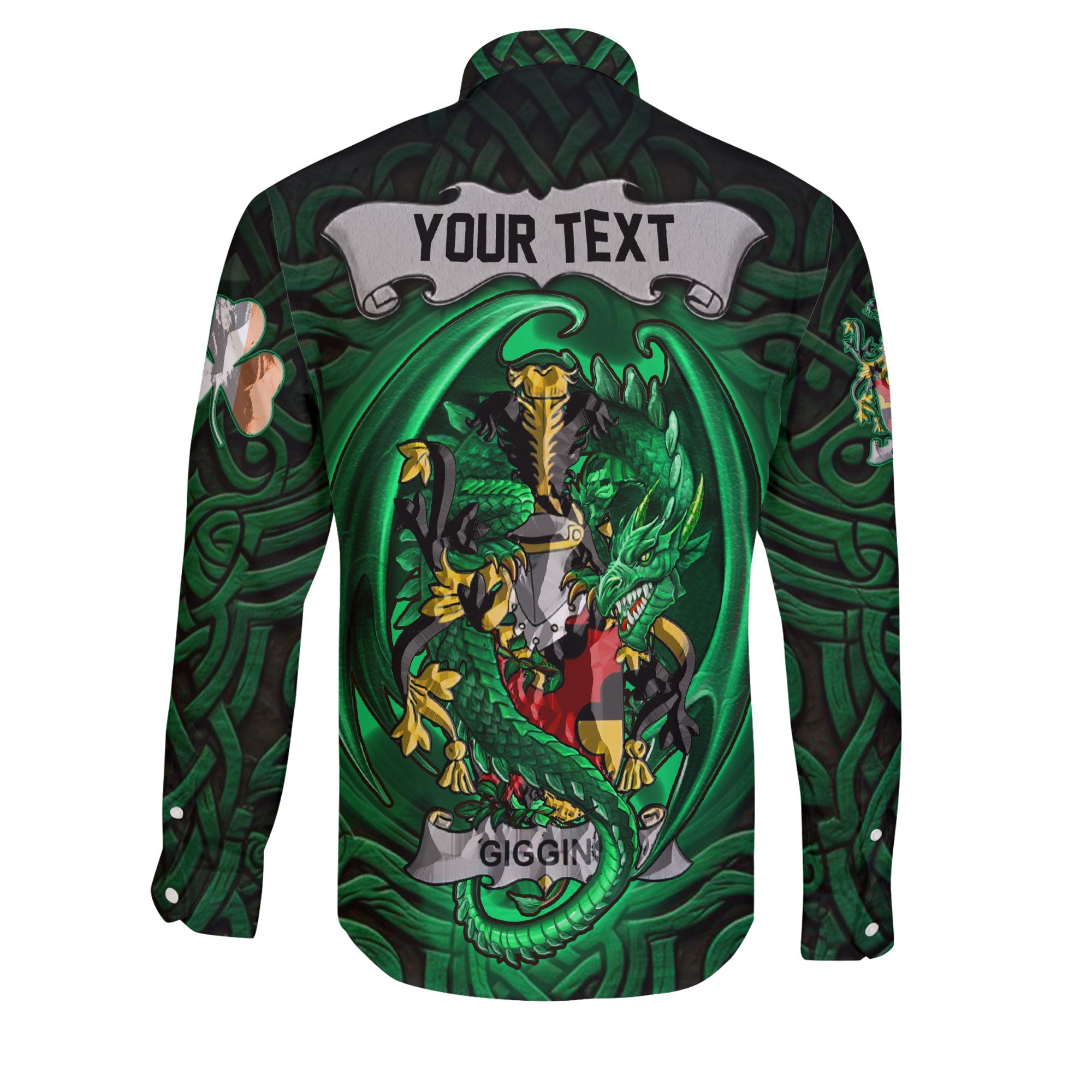 Giggins Long Sleeve Button Shirts The Green Dragon Of Ireland Style