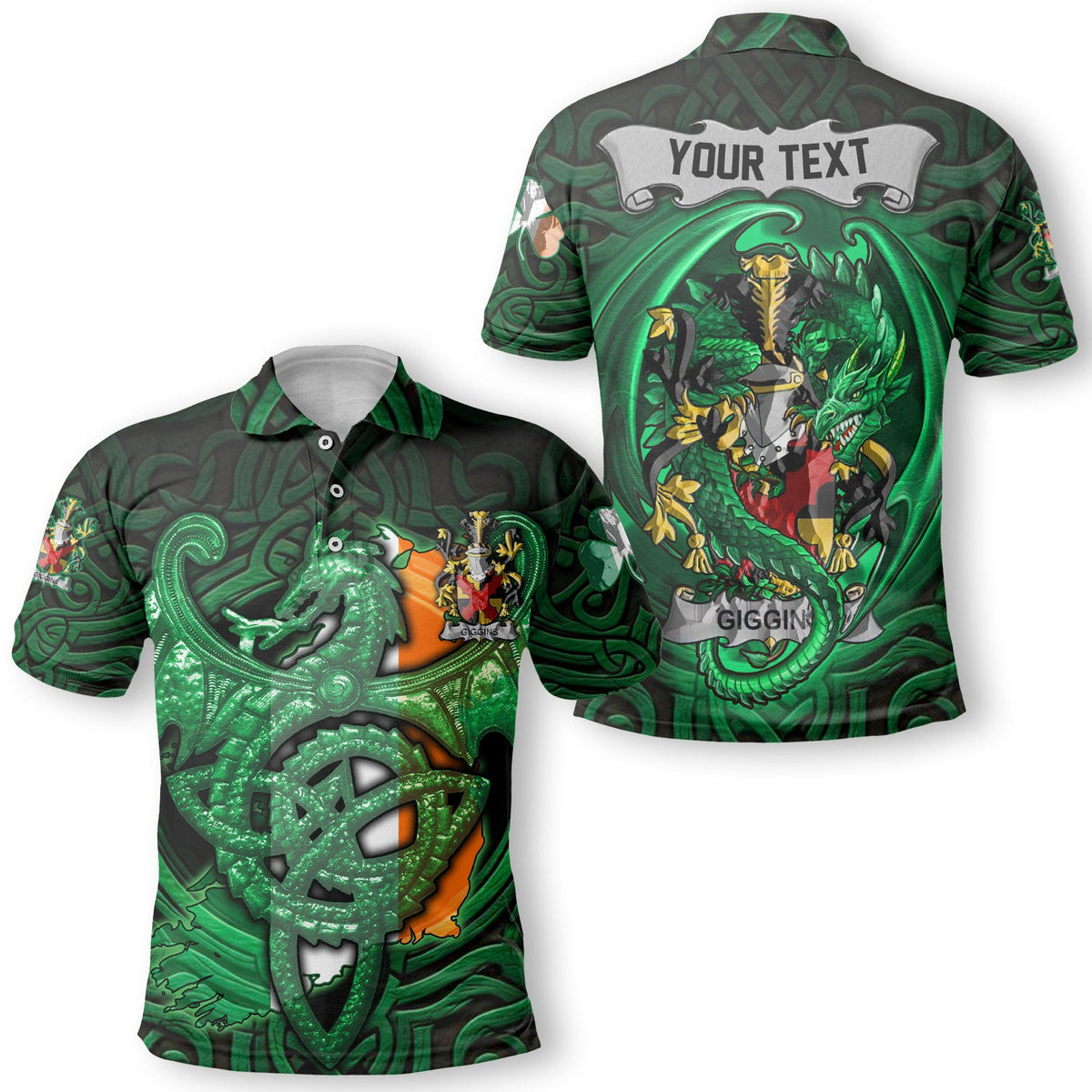 Giggins Polo Shirts The Green Dragon Of Ireland Style