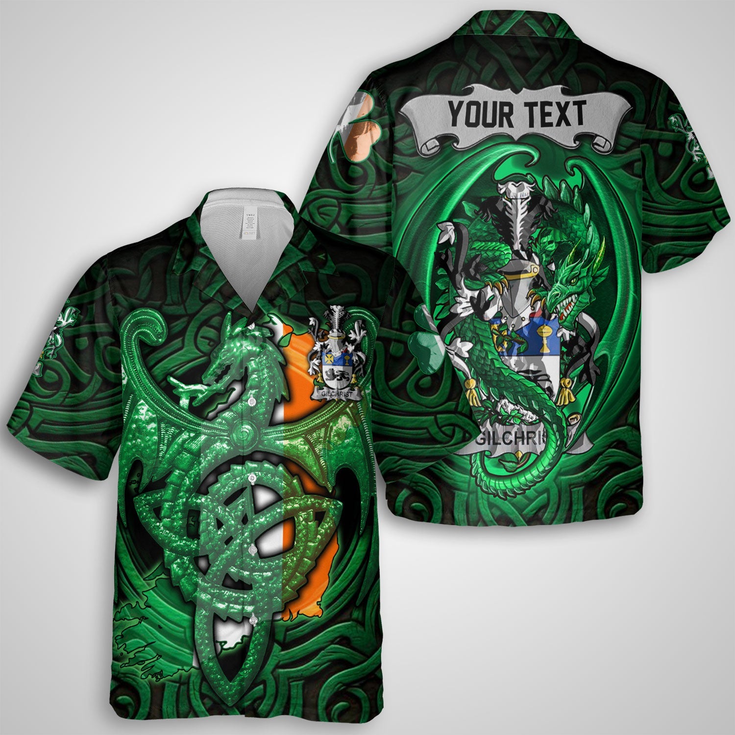 Gilchrist or McGilchrist Hawaiian Shirts The Green Dragon Of Ireland Style