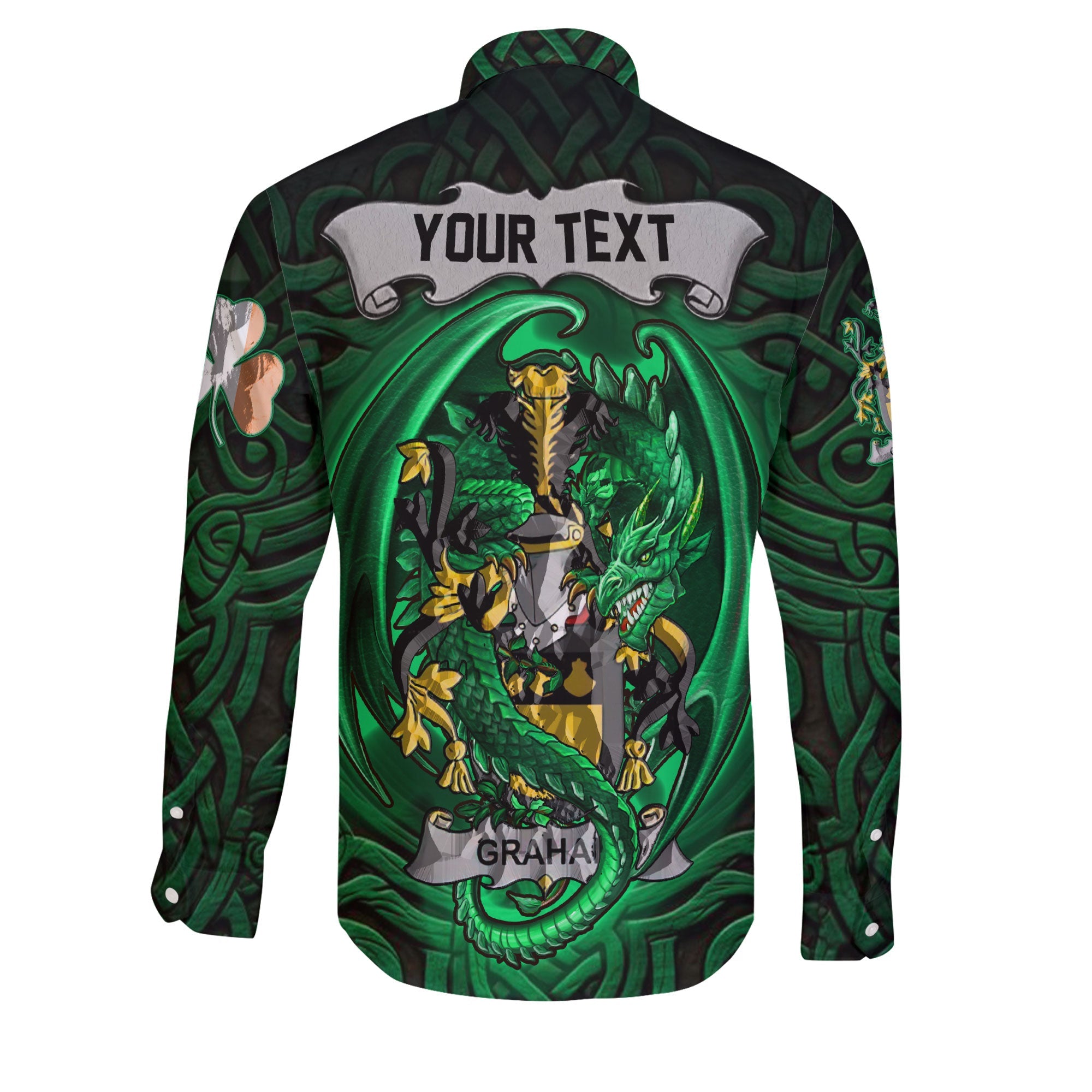 Graham or Grahan Long Sleeve Button Shirts The Green Dragon Of Ireland Style