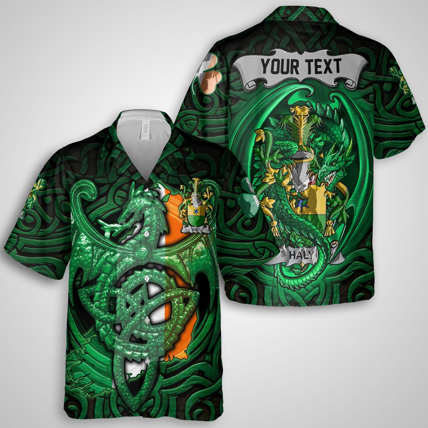 Haly or O Haly Hawaiian Shirts The Green Dragon Of Ireland Style