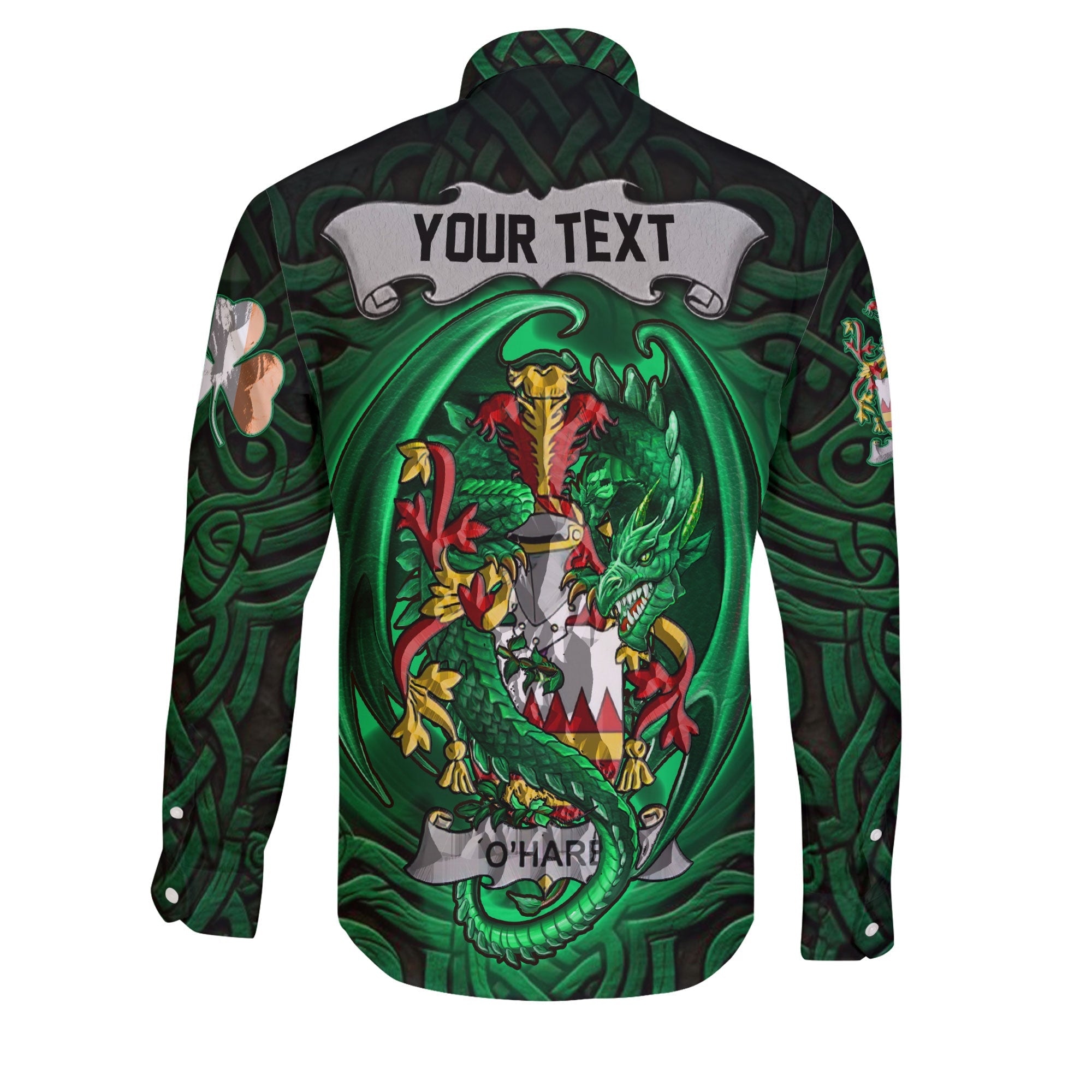 Hare or O Hare Long Sleeve Button Shirts The Green Dragon Of Ireland Style