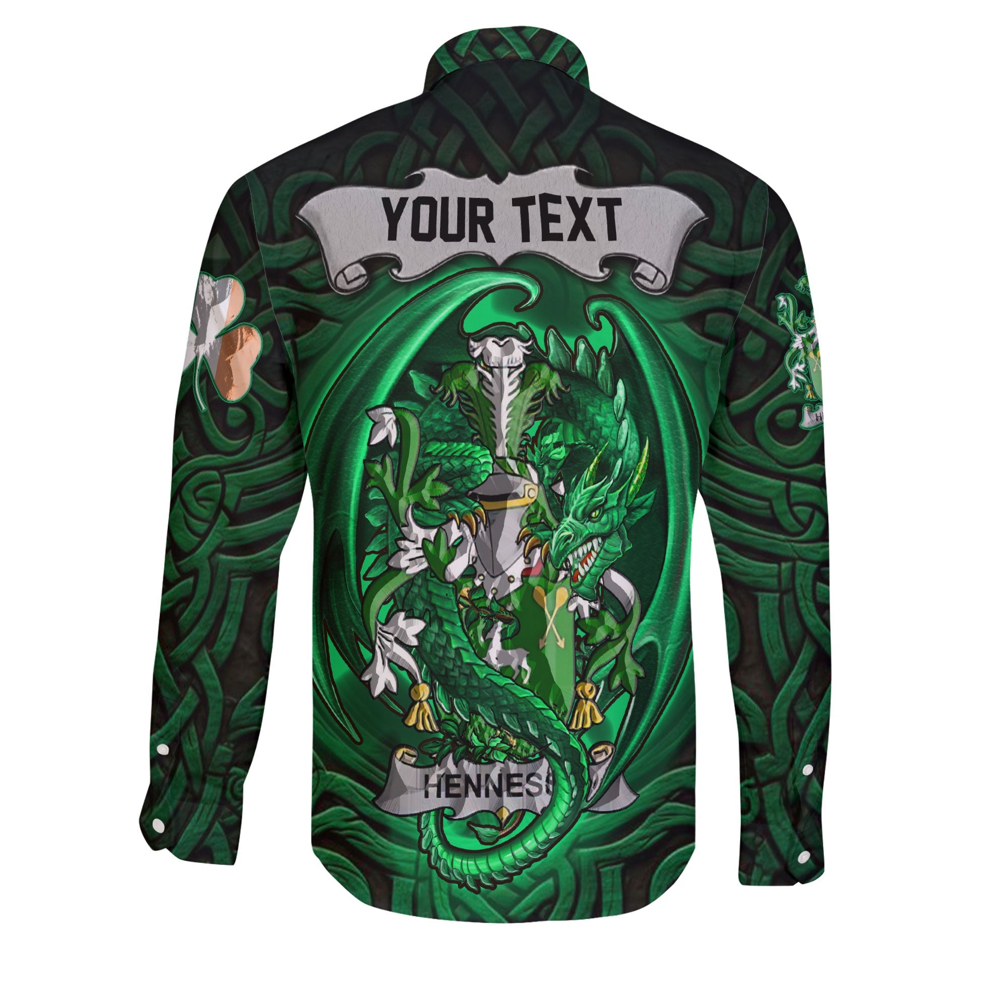 Hennessy or O Hennessy Long Sleeve Button Shirts The Green Dragon Of Ireland Style