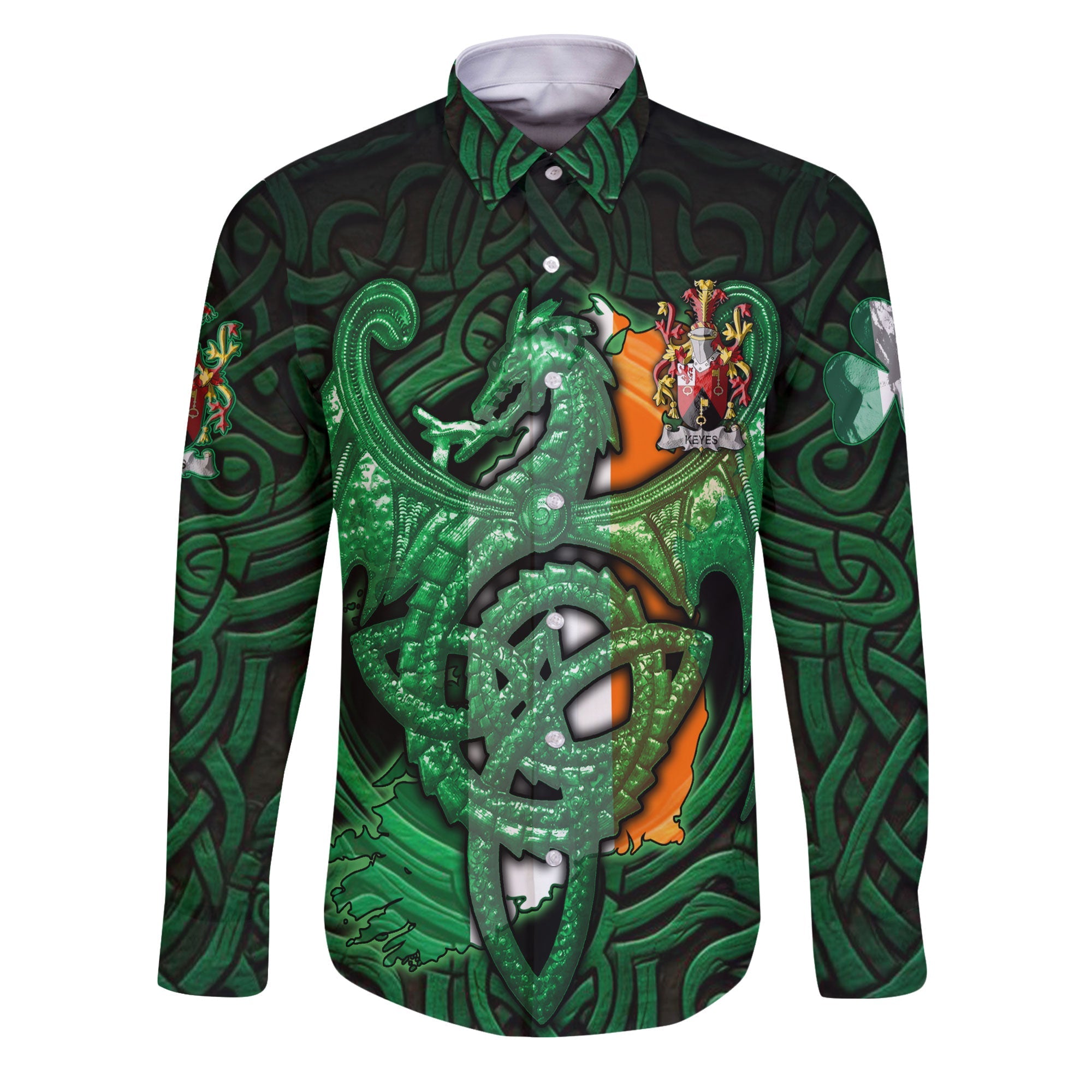 Keyes Long Sleeve Button Shirts The Green Dragon Of Ireland Style