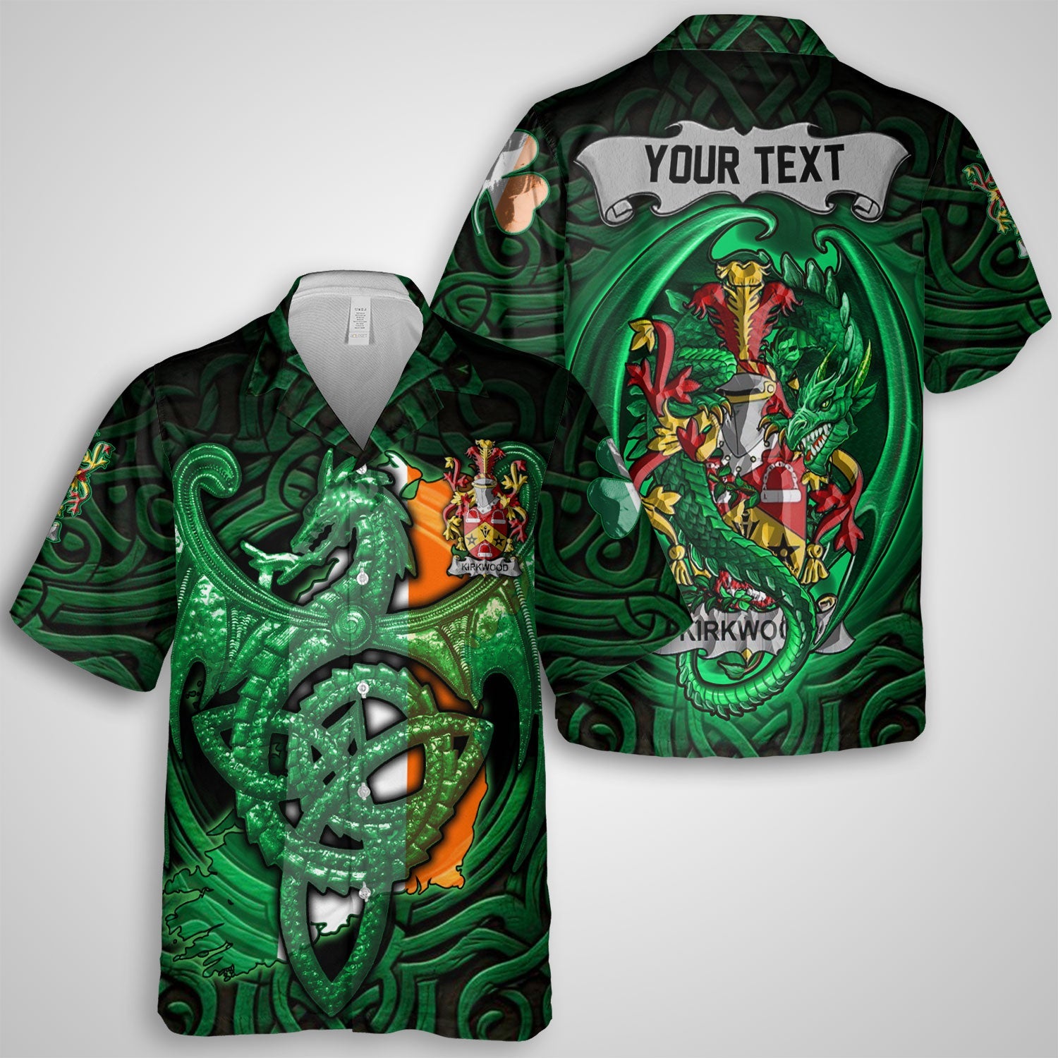 Kirkwood Hawaiian Shirts The Green Dragon Of Ireland Style