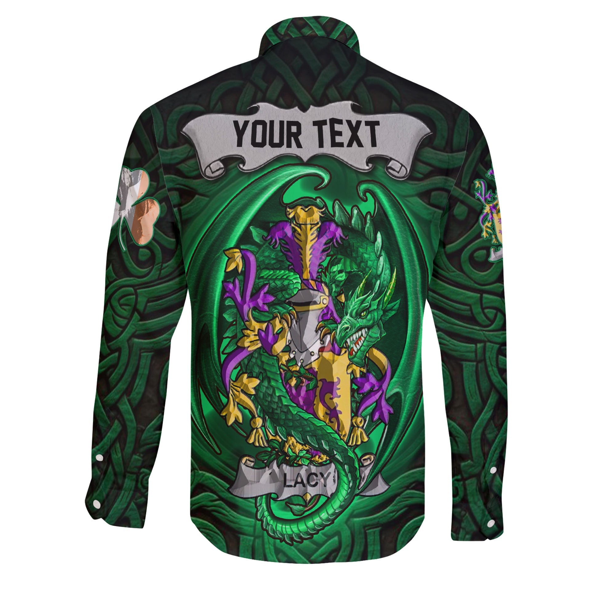 Lacy or De Lacy Long Sleeve Button Shirts The Green Dragon Of Ireland Style