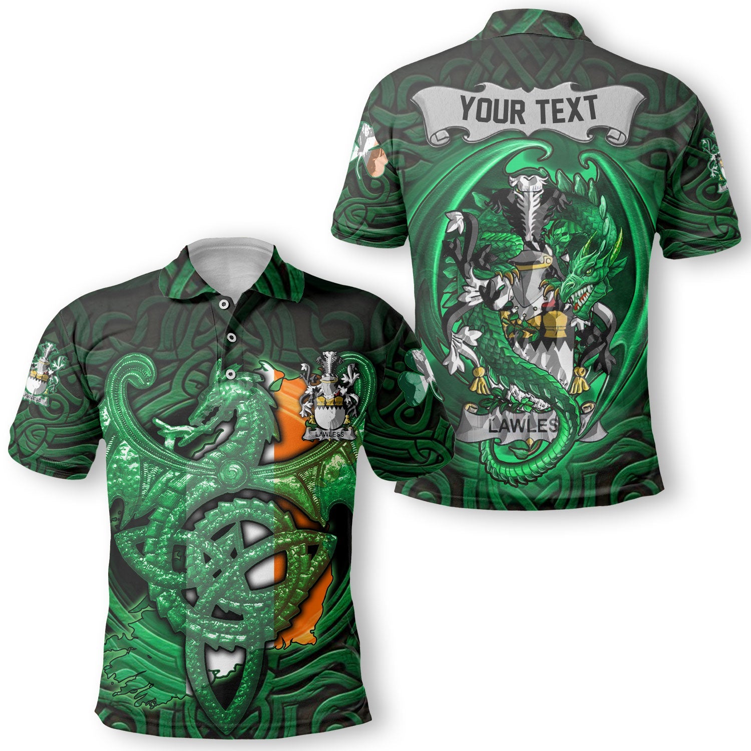 Lawless Polo Shirts The Green Dragon Of Ireland Style