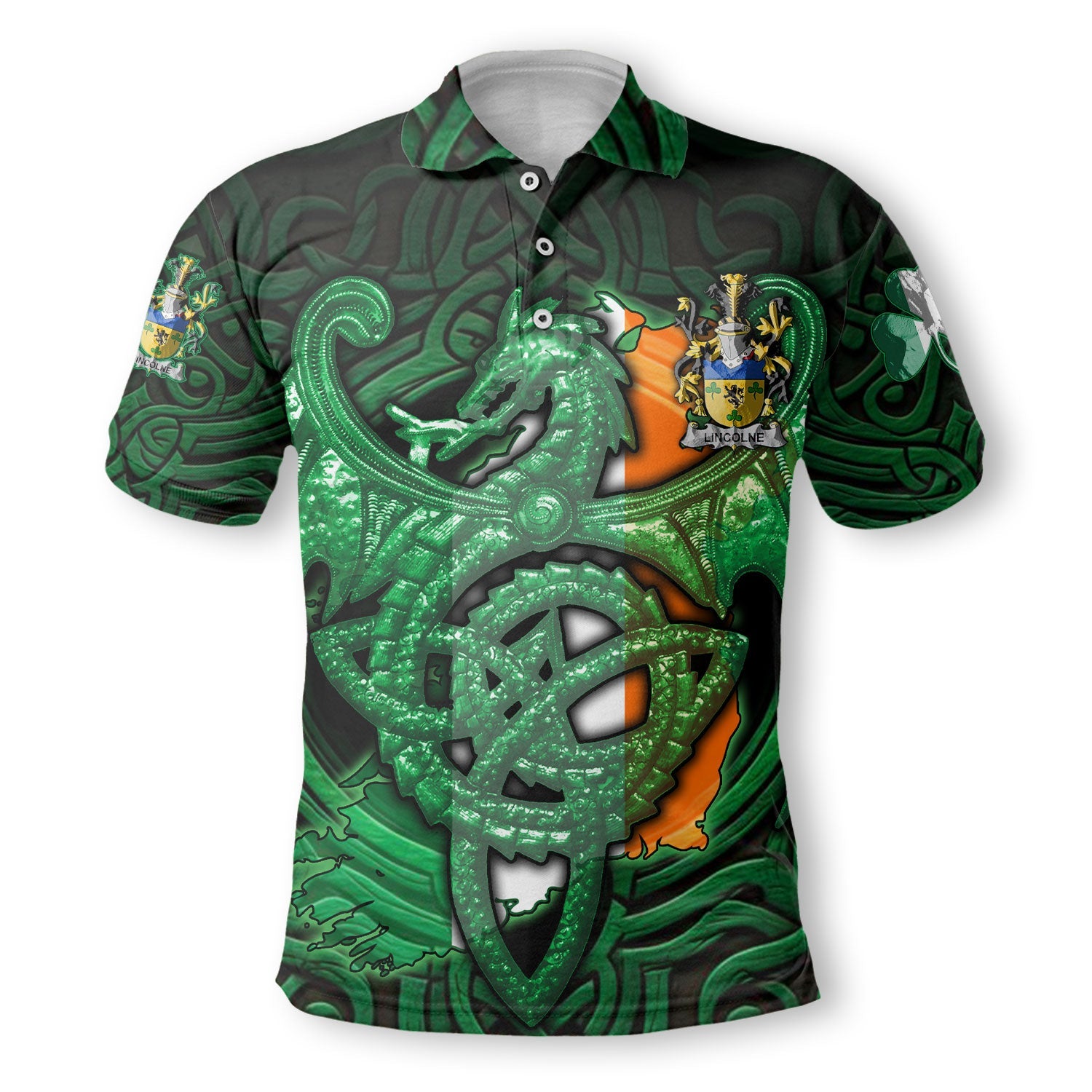 Lincolne Polo Shirts The Green Dragon Of Ireland Style