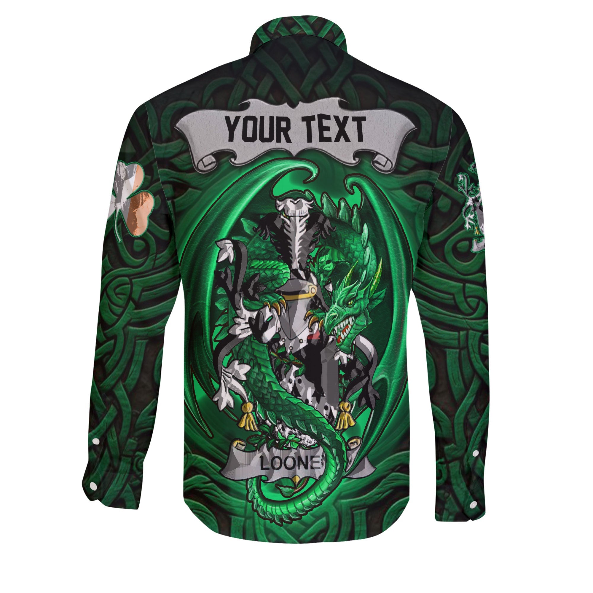 Looney or O Lunney Long Sleeve Button Shirts The Green Dragon Of Ireland Style