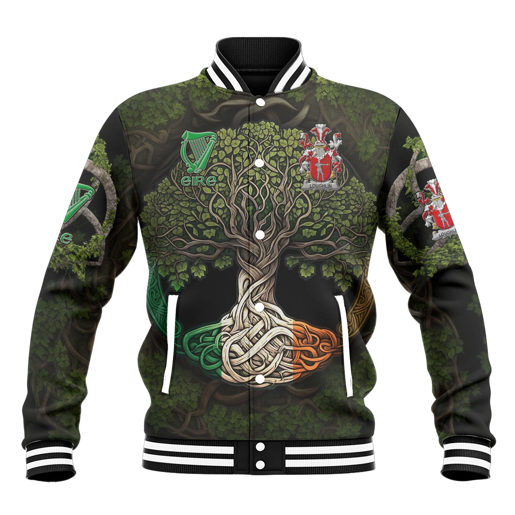 Loughlin or O Loughlin Baseball Jackets Ireland Is My Root Style