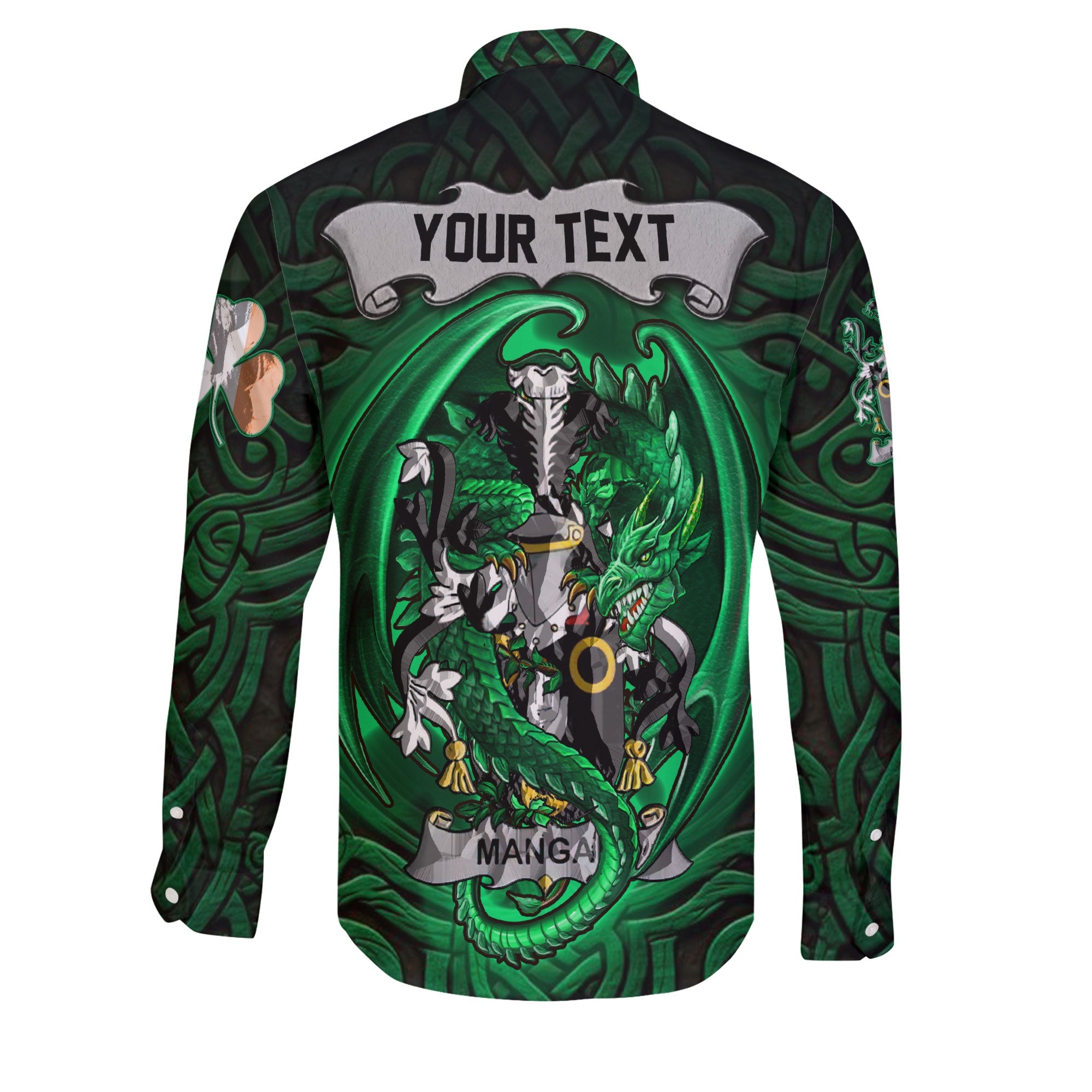 Mangan or O Mangan Long Sleeve Button Shirts The Green Dragon Of Ireland Style