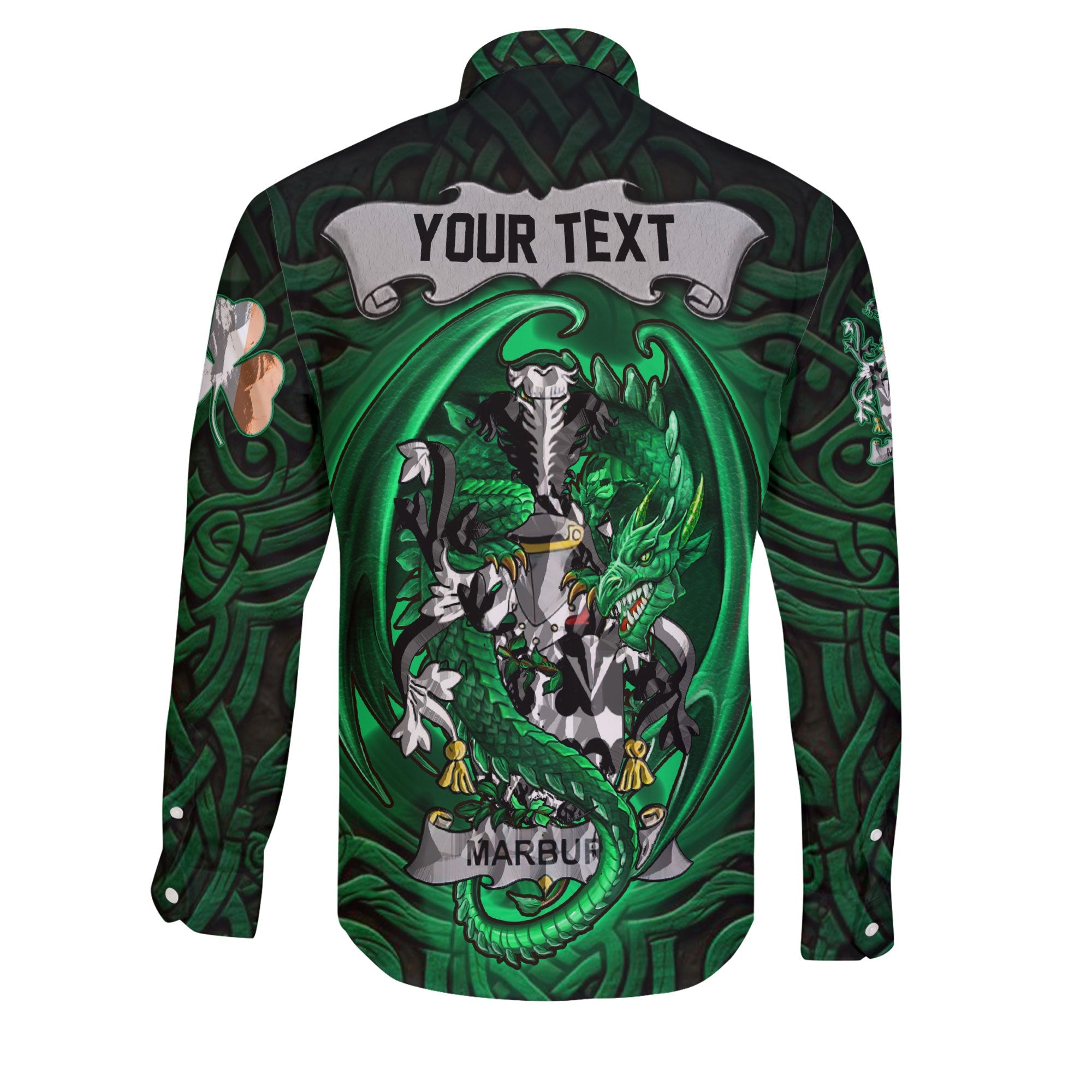 Marbury or Maybery Long Sleeve Button Shirts The Green Dragon Of Ireland Style