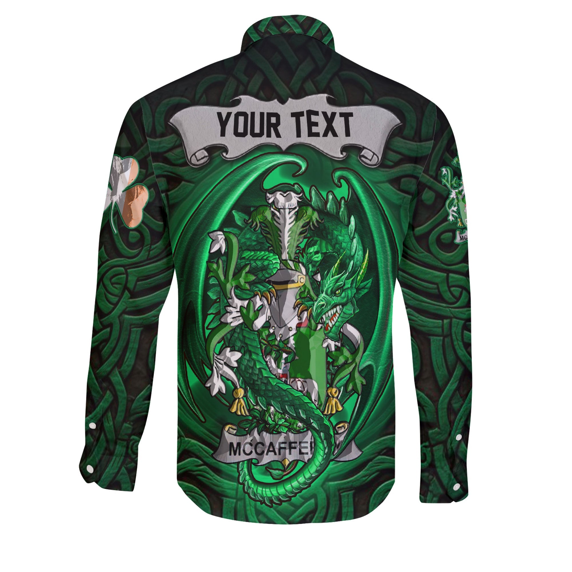 McCafferey or McCaffrey Long Sleeve Button Shirts The Green Dragon Of Ireland Style