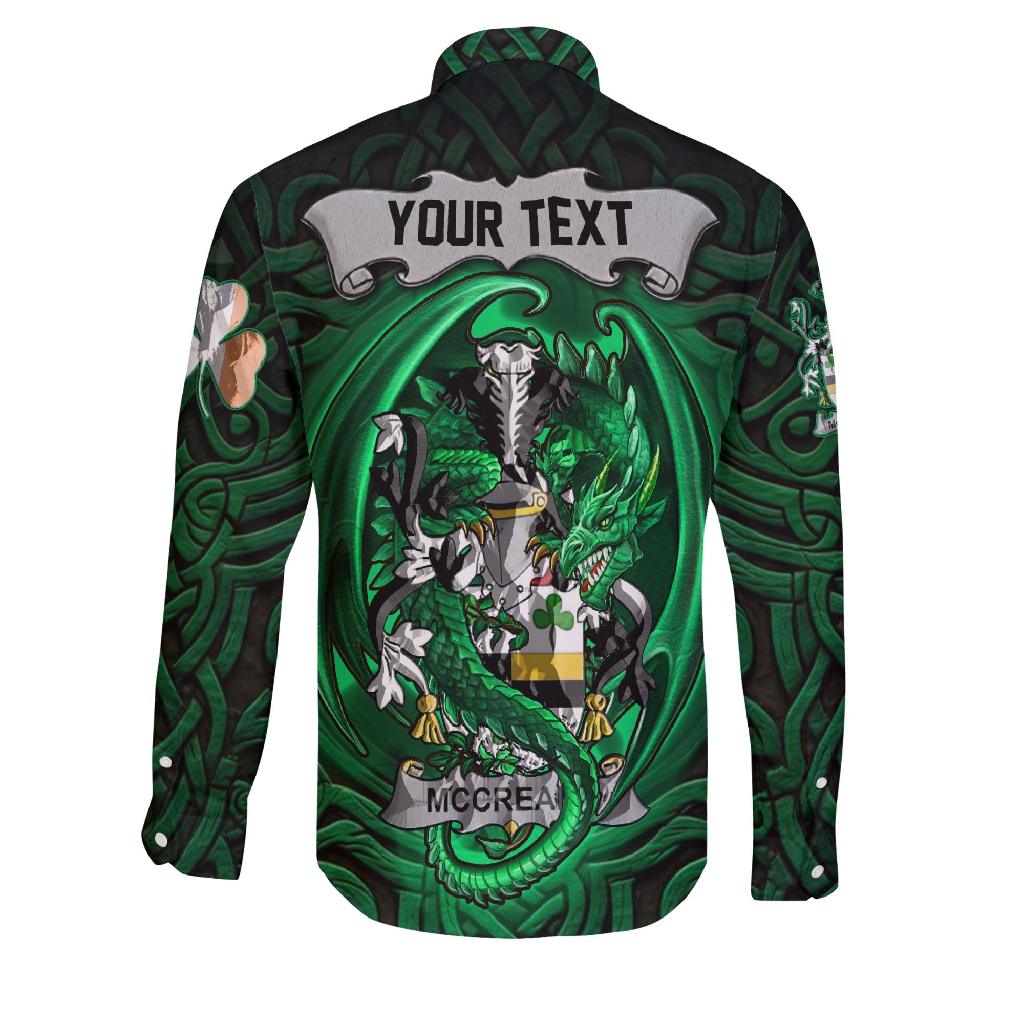 McCready or McCreadie Long Sleeve Button Shirts The Green Dragon Of Ireland Style