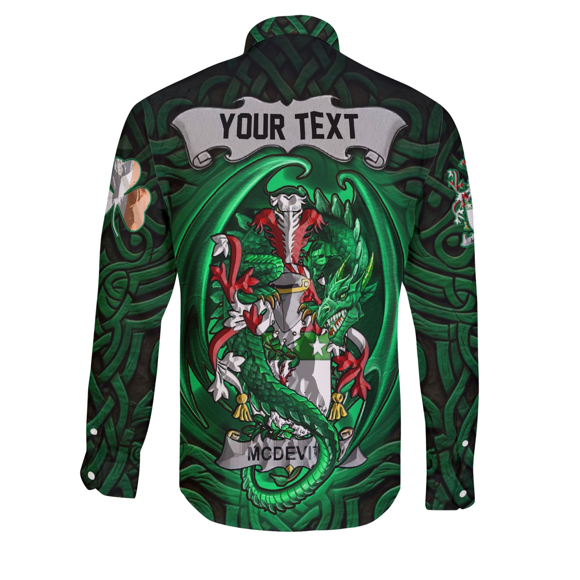 McDevitt Long Sleeve Button Shirts The Green Dragon Of Ireland Style