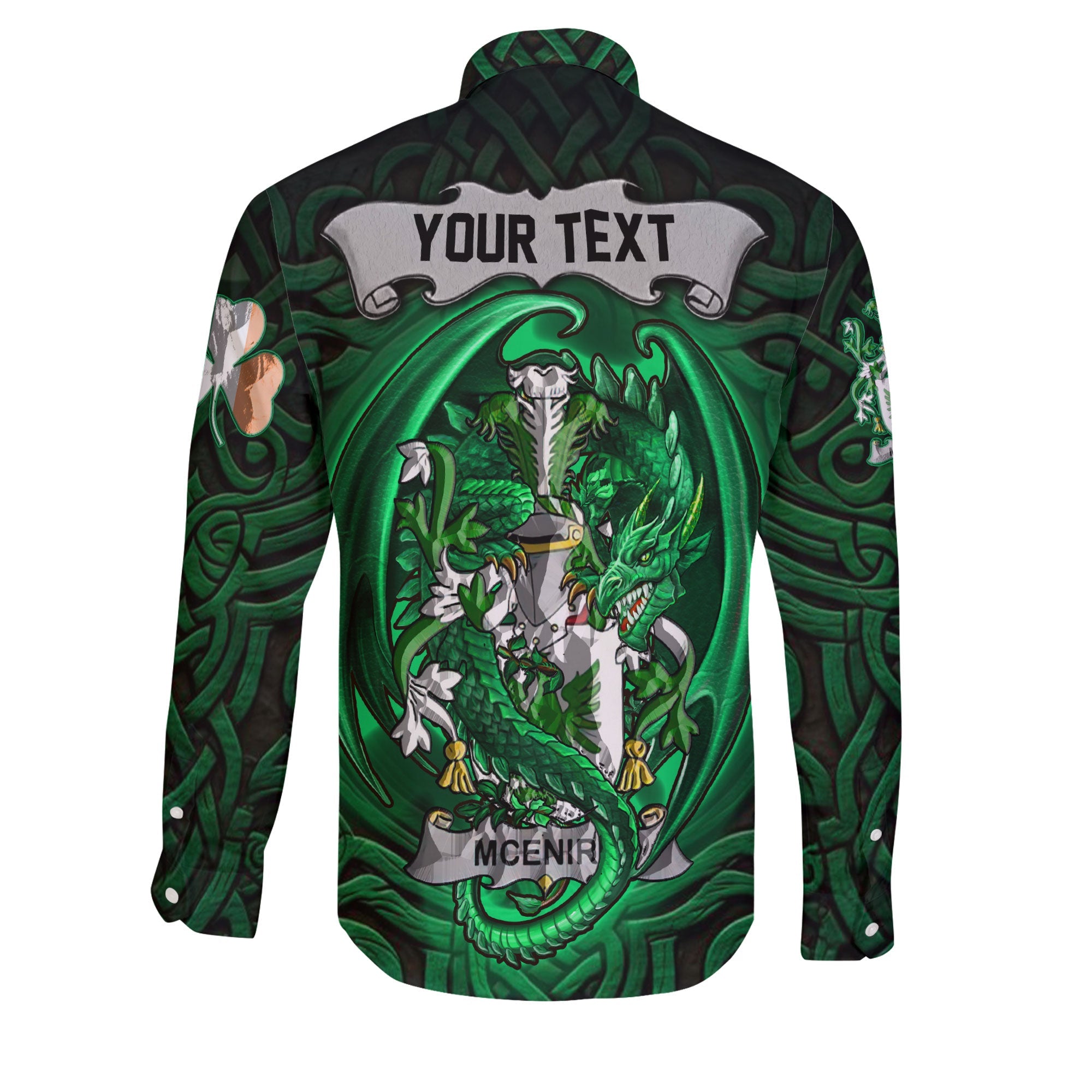 McEniry or McEnery Long Sleeve Button Shirts The Green Dragon Of Ireland Style