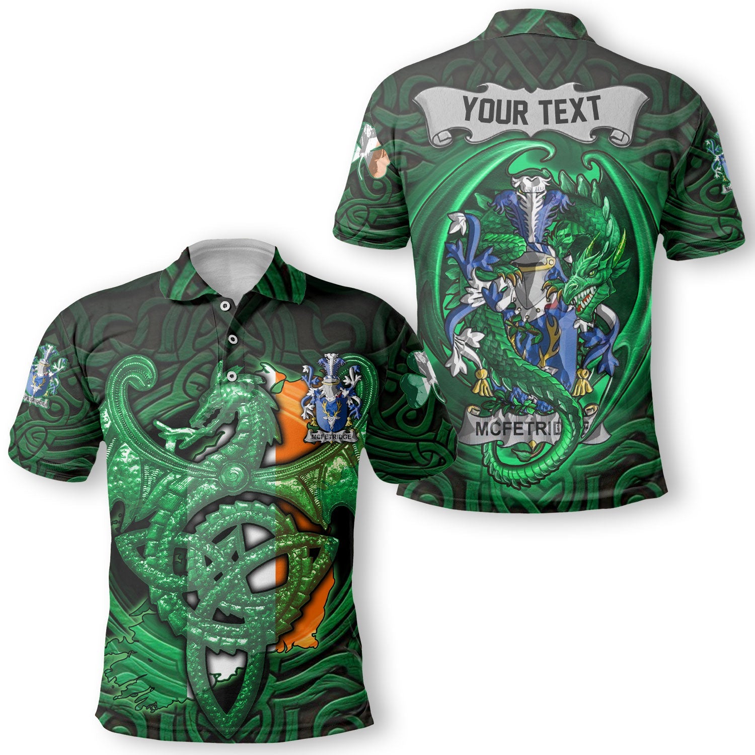 McFetridge Polo Shirts The Green Dragon Of Ireland Style