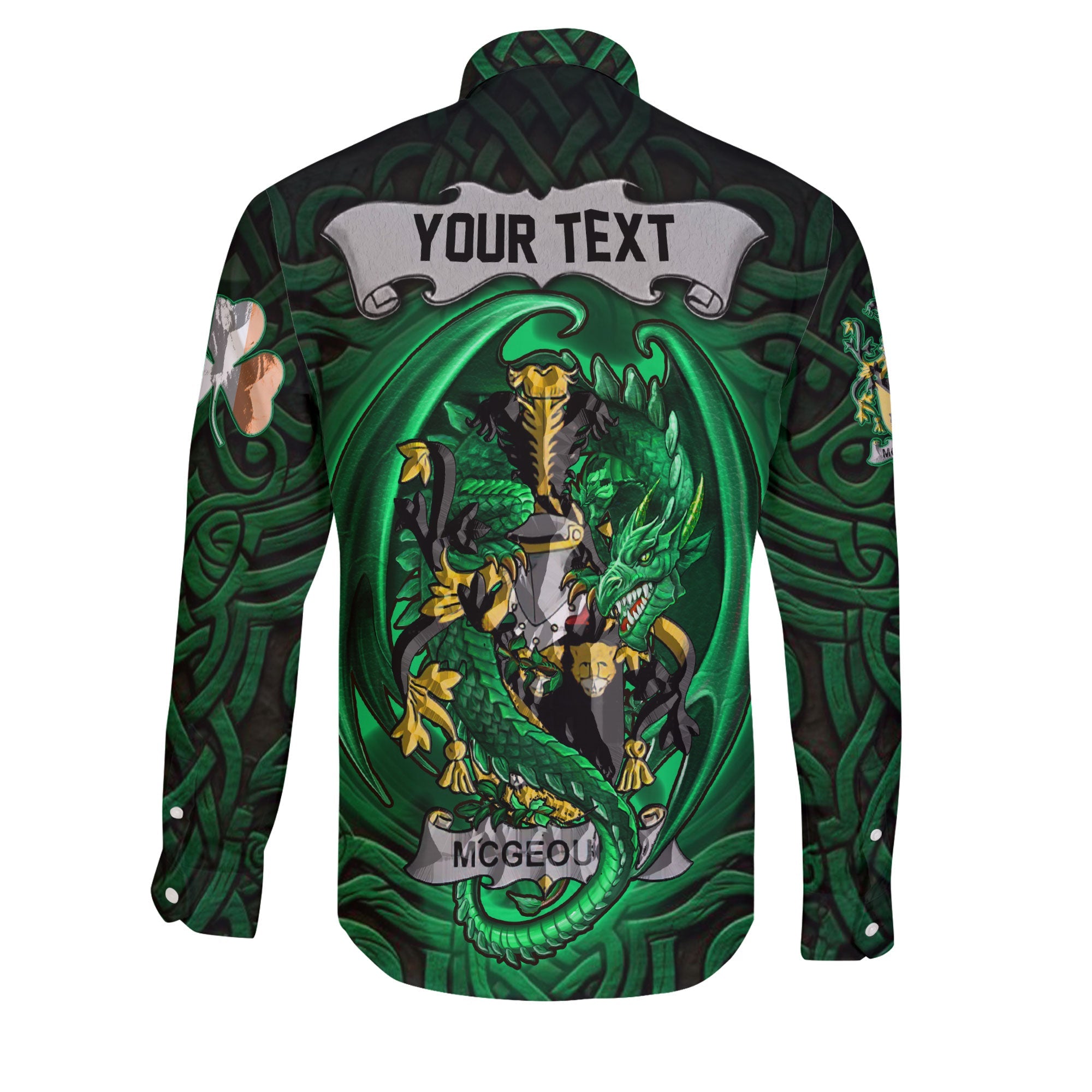 McGeough or McGough Long Sleeve Button Shirts The Green Dragon Of Ireland Style