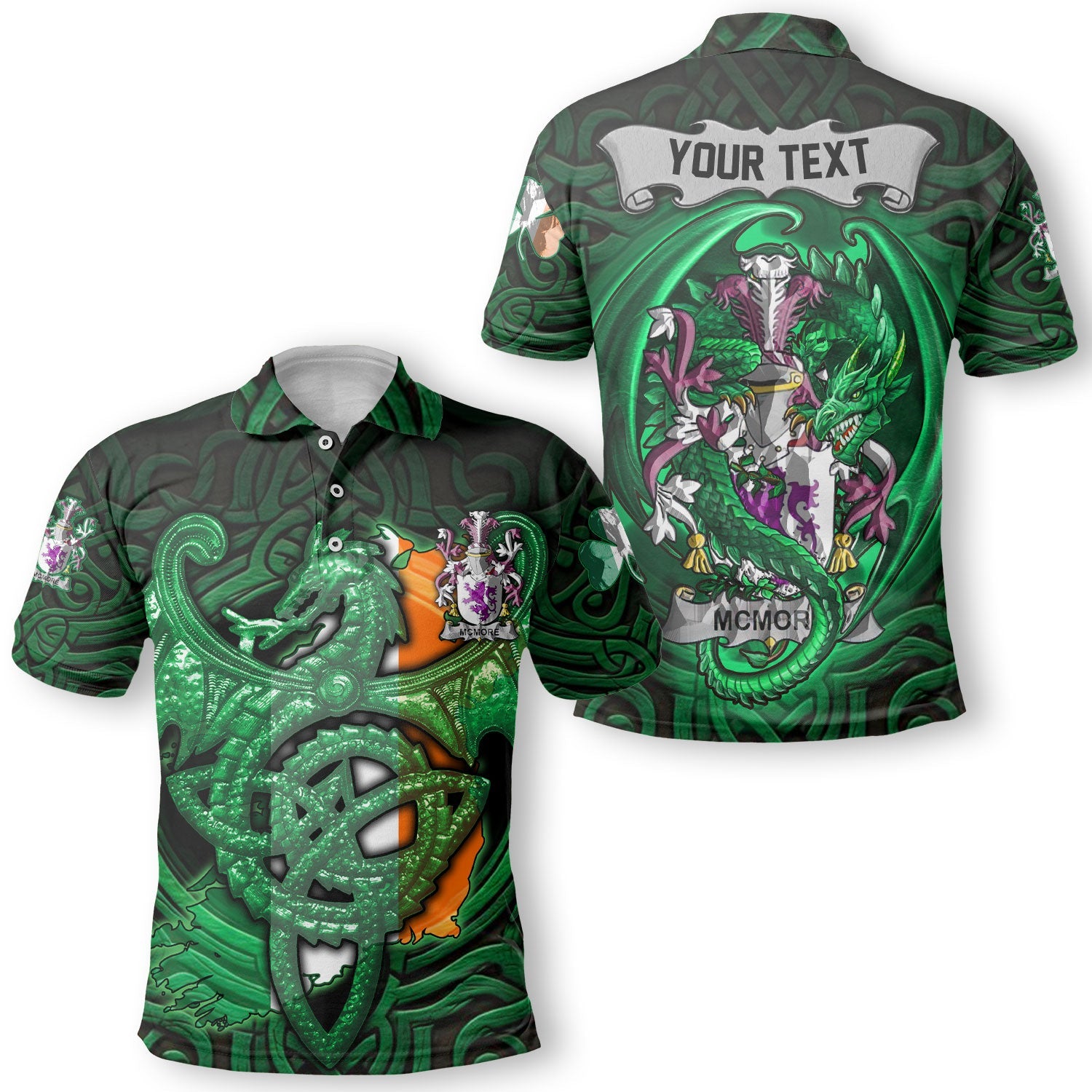 McMore or More Polo Shirts The Green Dragon Of Ireland Style