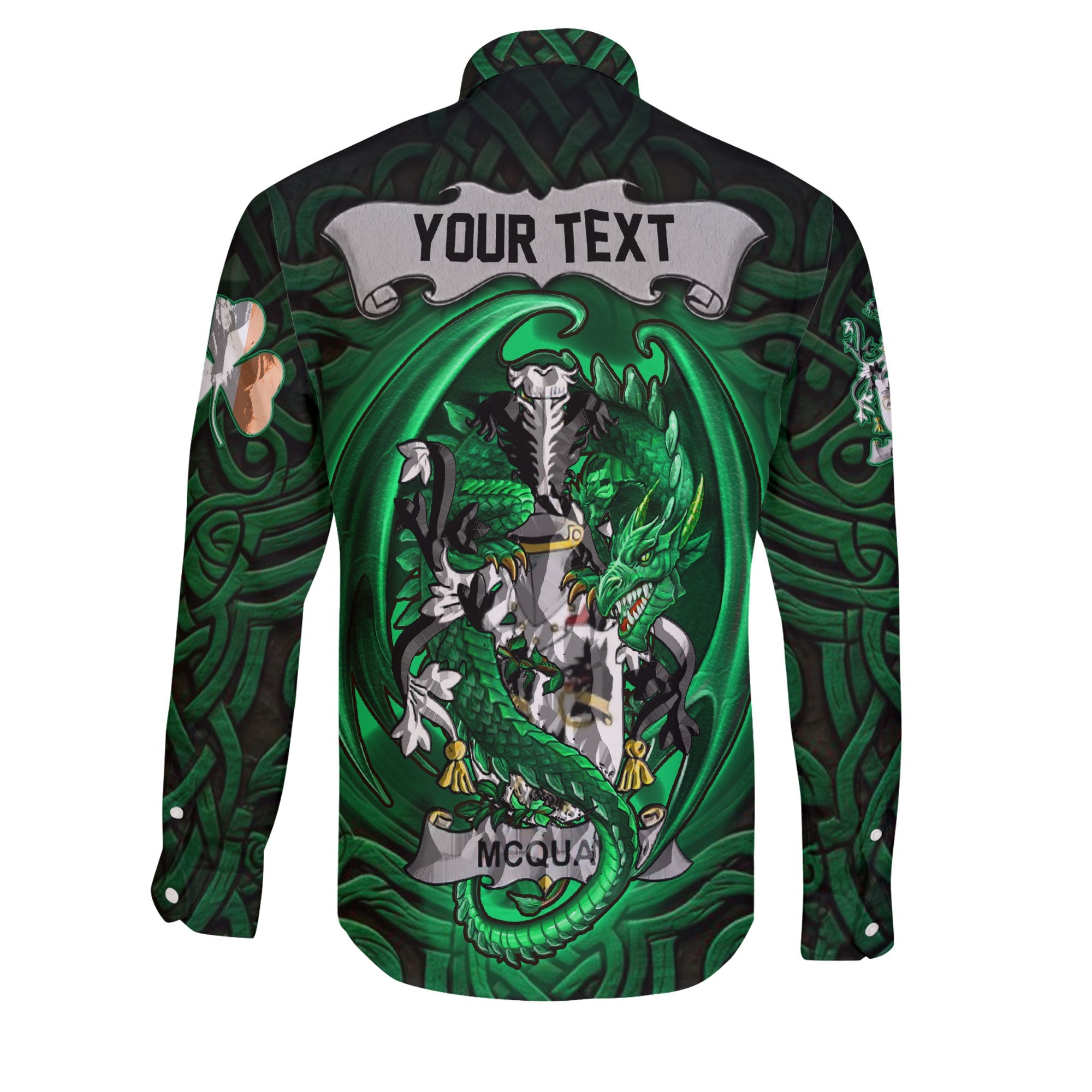McQuay or MacQuay Long Sleeve Button Shirts The Green Dragon Of Ireland Style
