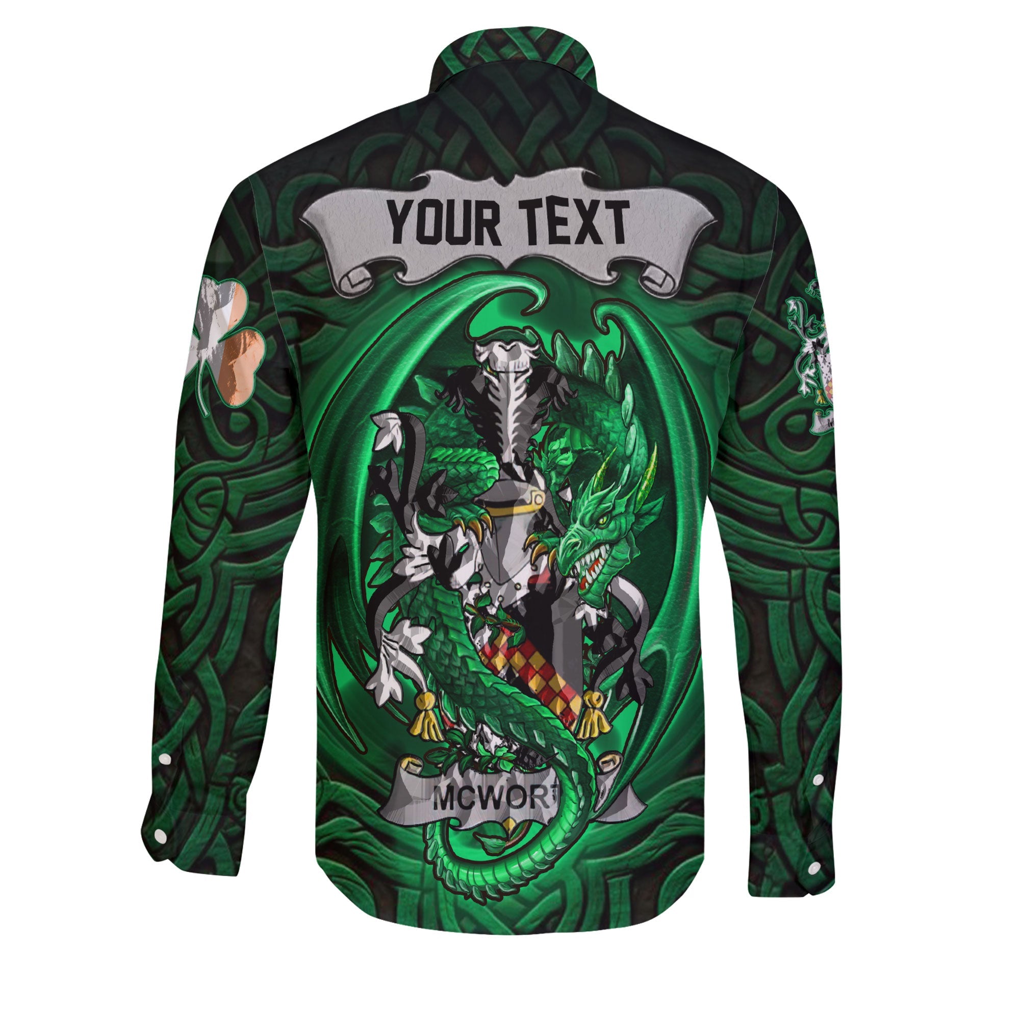 McWorth or MacWorth Long Sleeve Button Shirts The Green Dragon Of Ireland Style