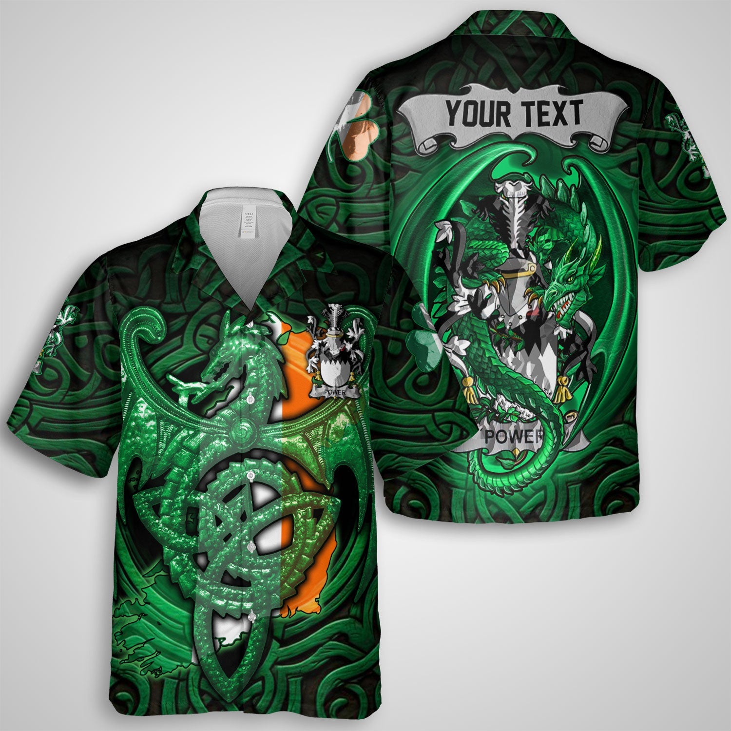 Power Hawaiian Shirts The Green Dragon Of Ireland Style