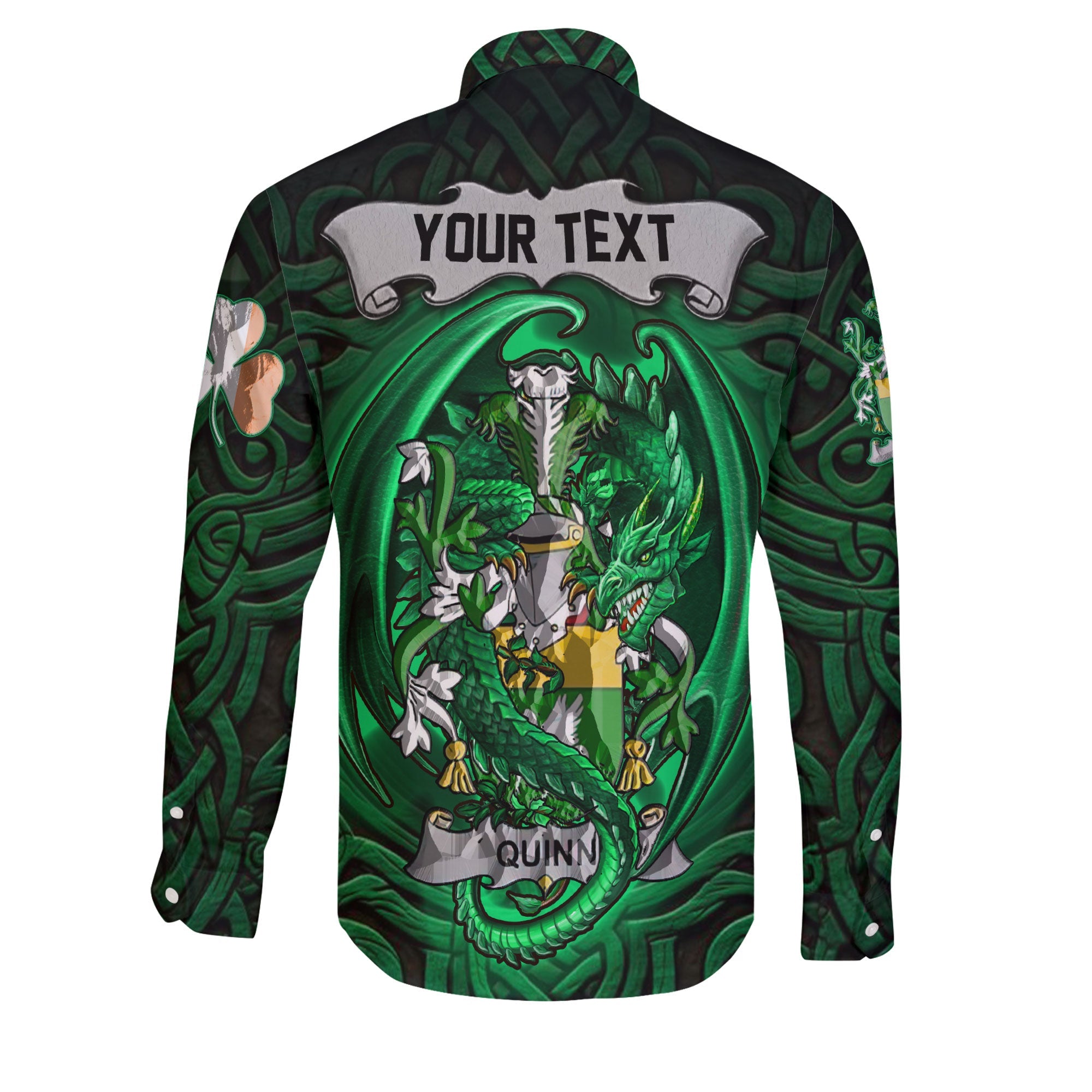 Quinn or O Quin Long Sleeve Button Shirts The Green Dragon Of Ireland Style
