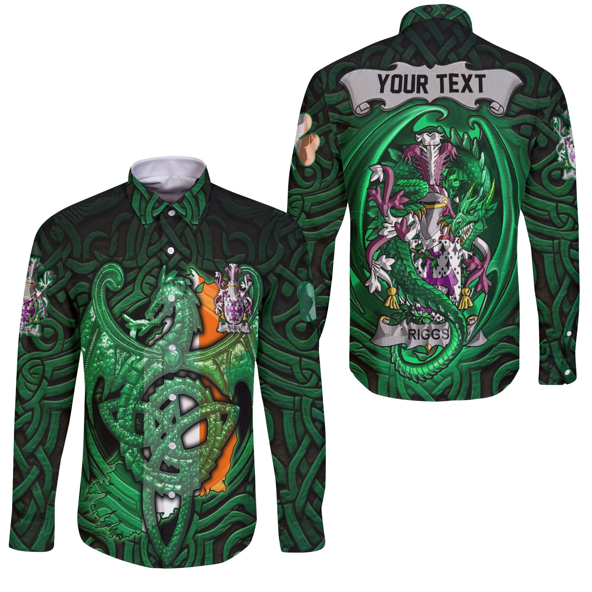 Riggs Long Sleeve Button Shirts The Green Dragon Of Ireland Style