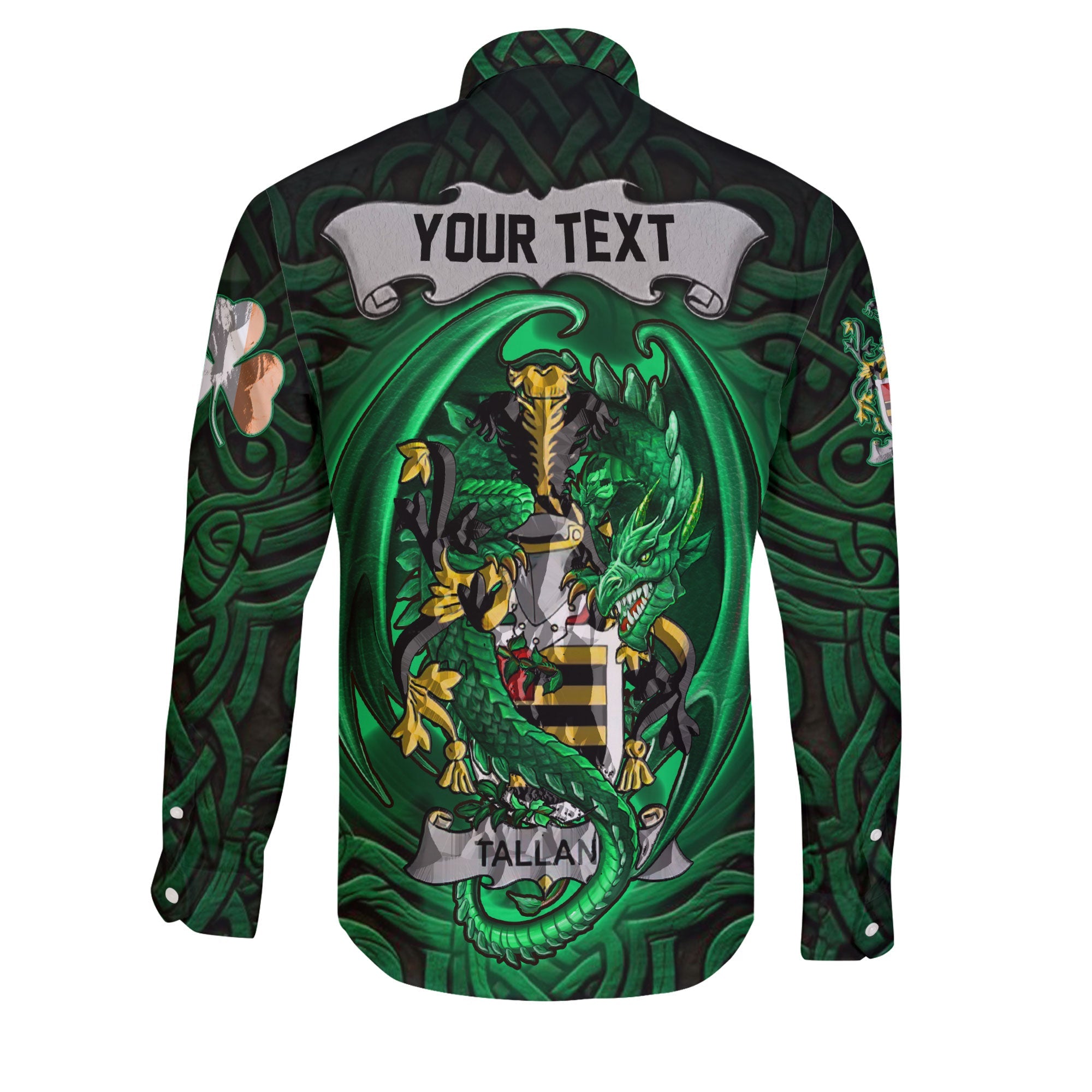 Tallant or Tallon Long Sleeve Button Shirts The Green Dragon Of Ireland Style