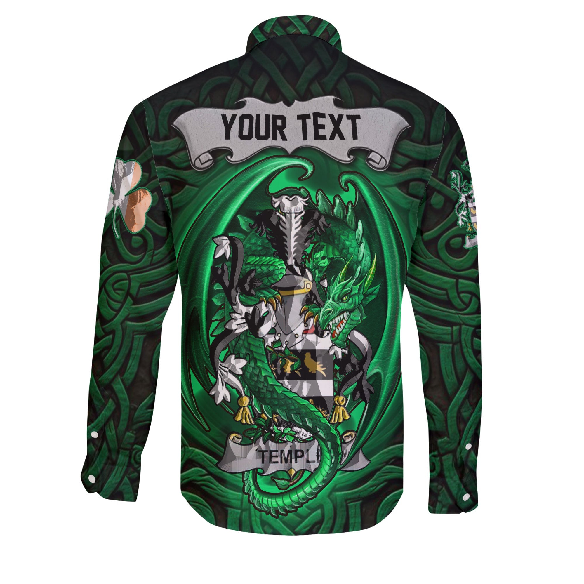 Temple Long Sleeve Button Shirts The Green Dragon Of Ireland Style