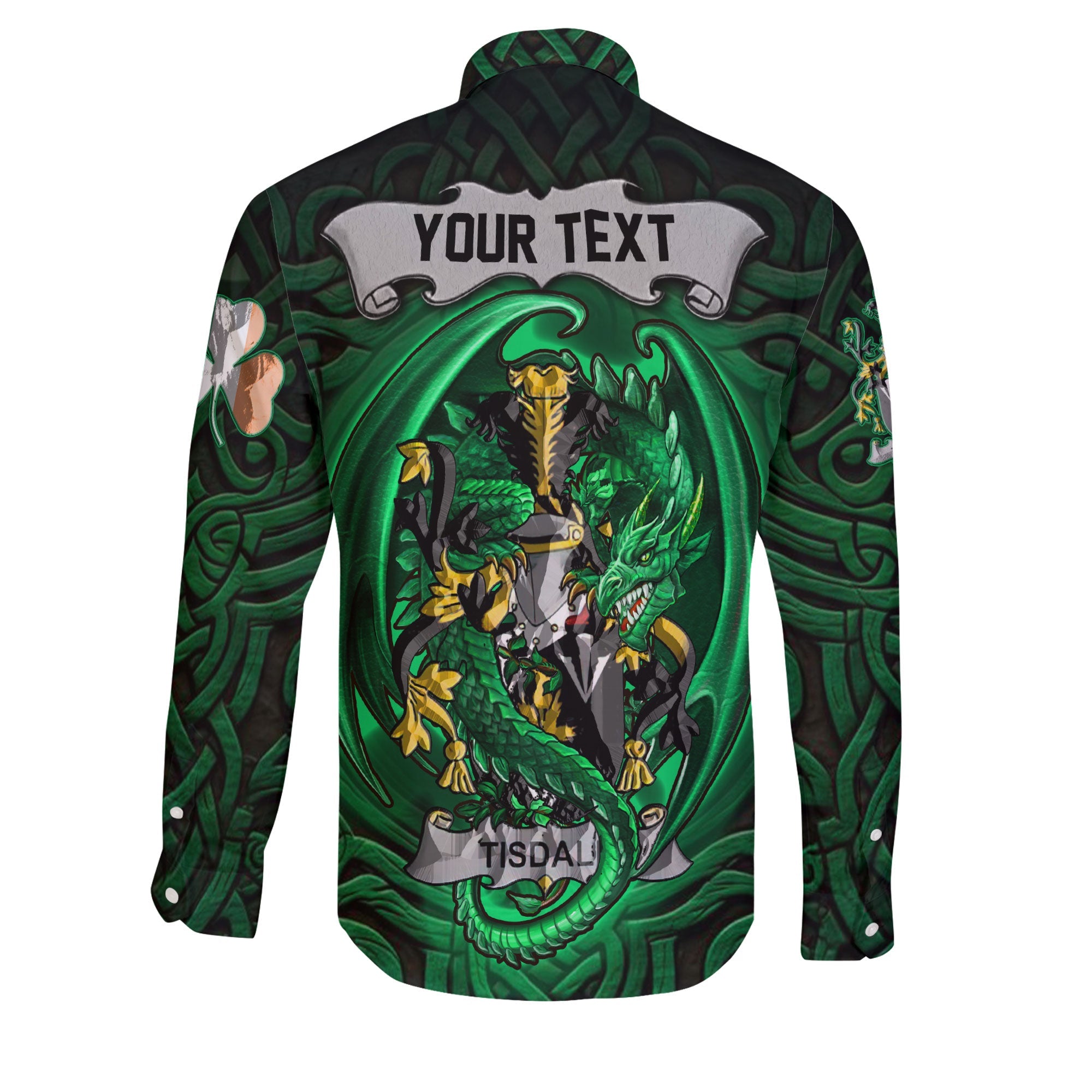 Tisdall or Tisdale Long Sleeve Button Shirts The Green Dragon Of Ireland Style