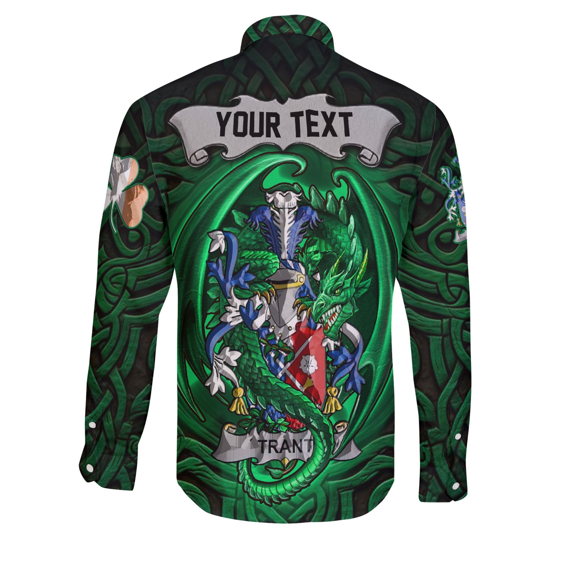 Trant or Trent Long Sleeve Button Shirts The Green Dragon Of Ireland Style