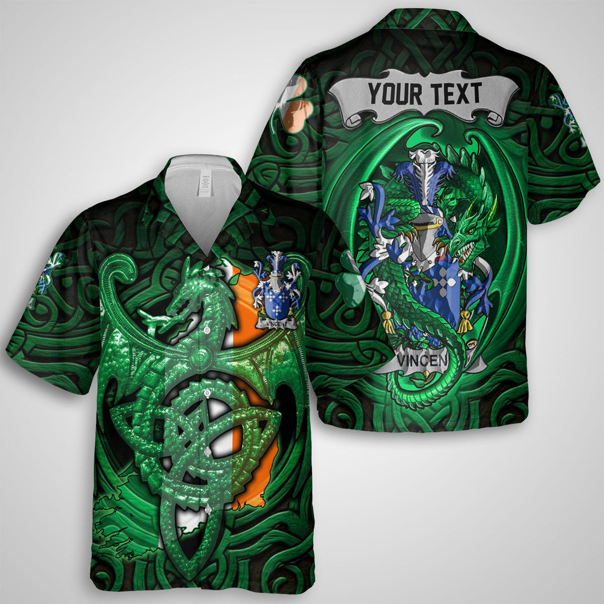 Vincent Hawaiian Shirts The Green Dragon Of Ireland Style