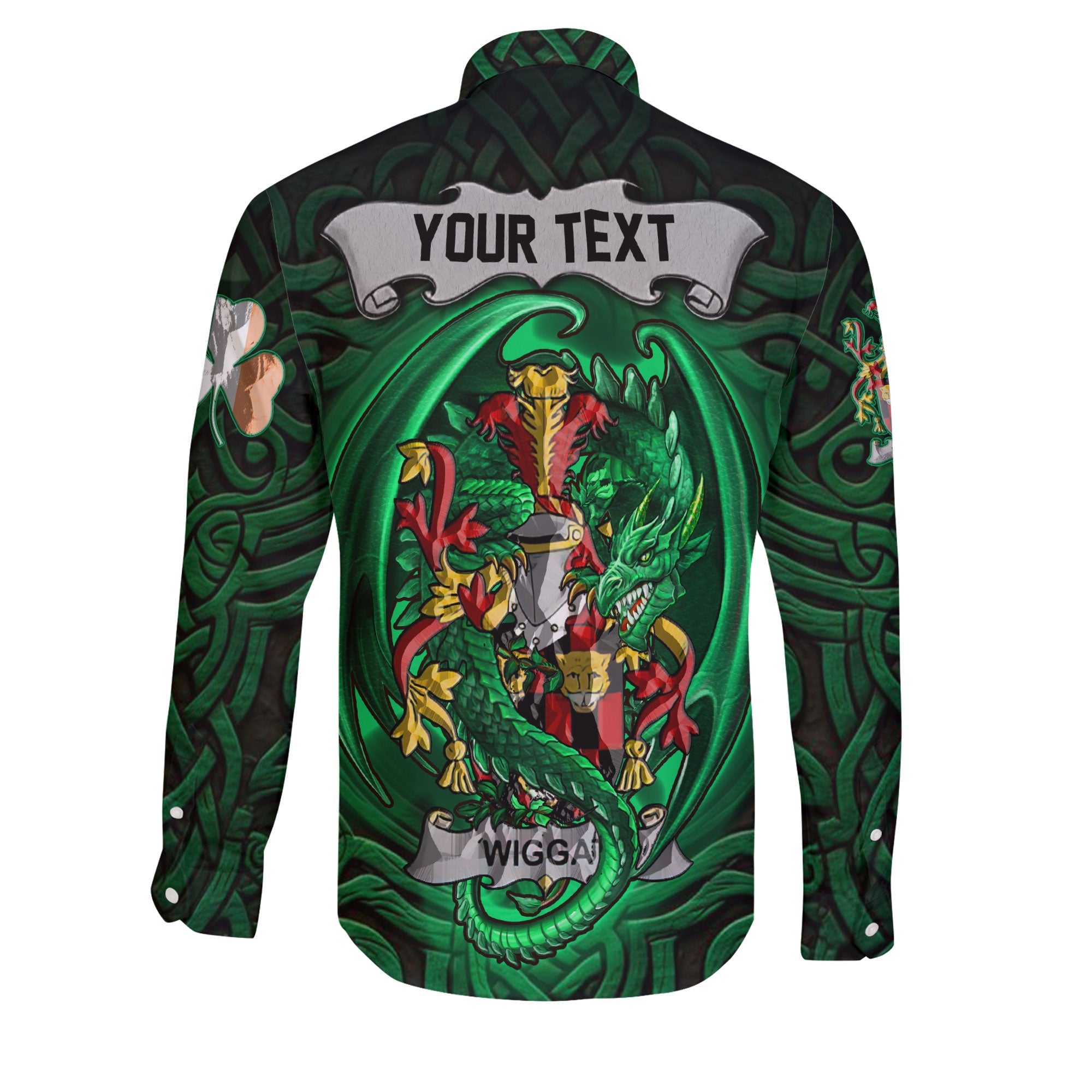 Wiggat Long Sleeve Button Shirts The Green Dragon Of Ireland Style