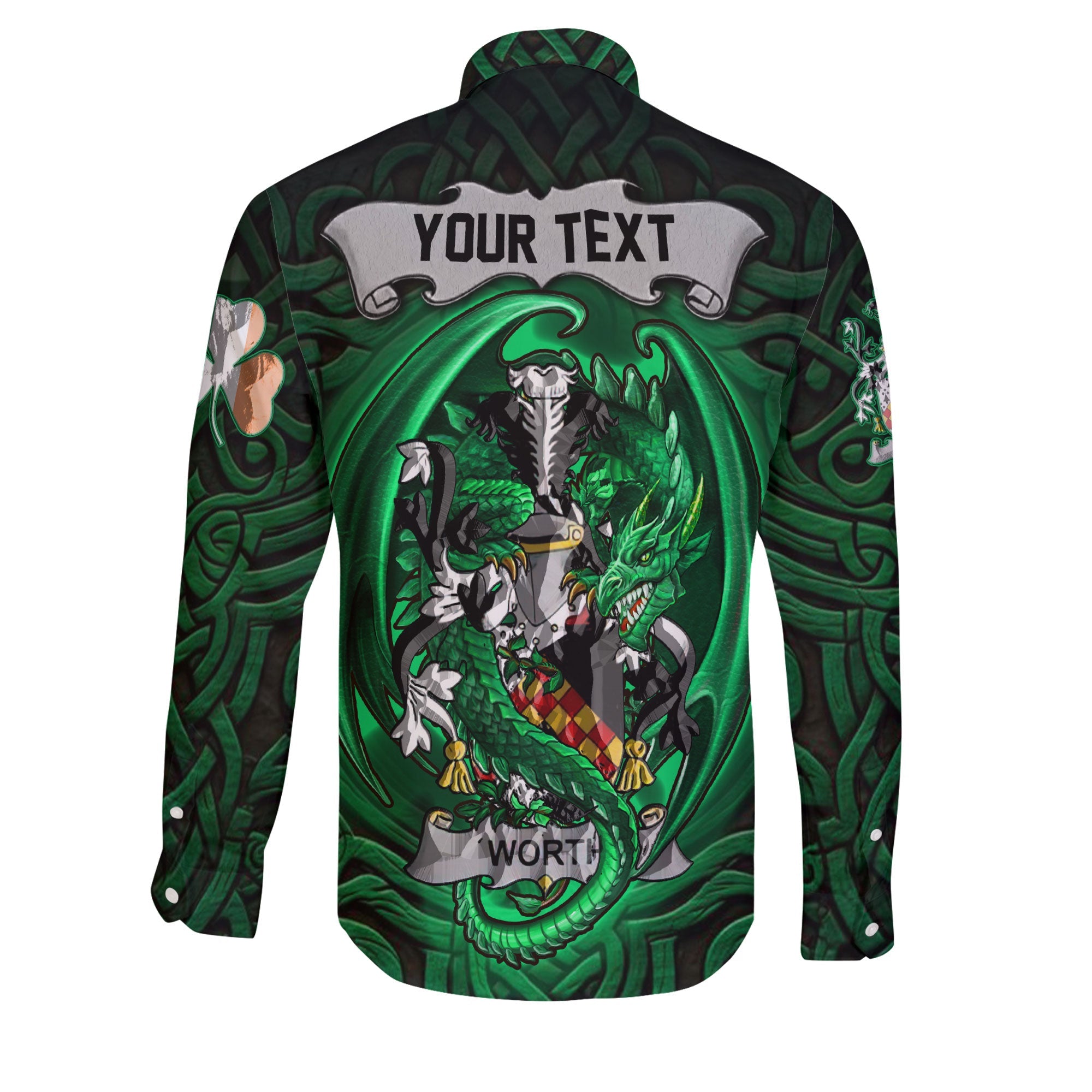 Worth or McWorth Long Sleeve Button Shirts The Green Dragon Of Ireland Style