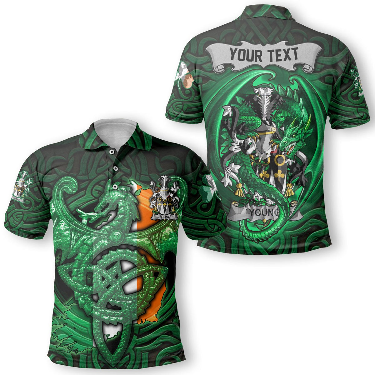 Young Polo Shirts The Green Dragon Of Ireland Style
