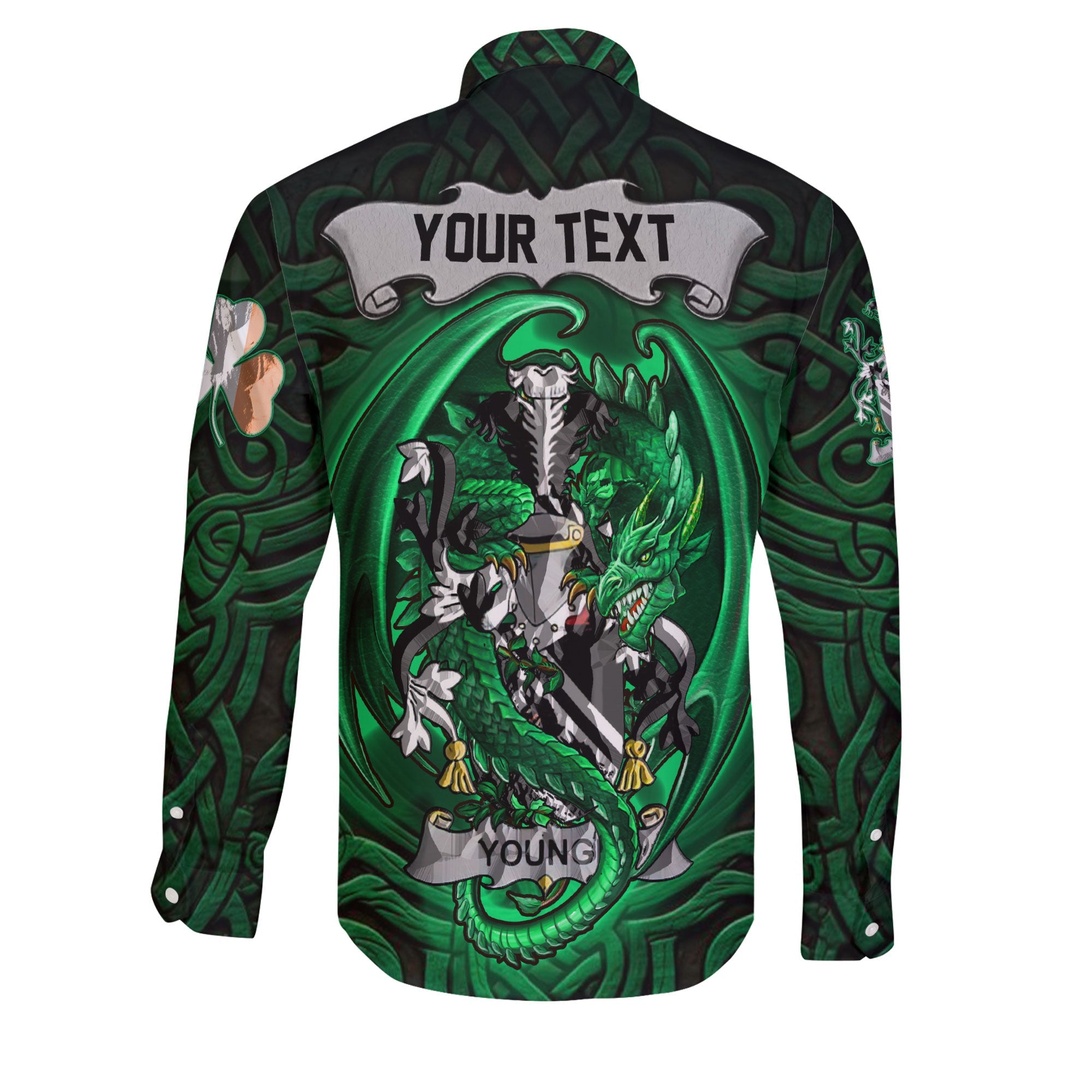 Younge Long Sleeve Button Shirts The Green Dragon Of Ireland Style